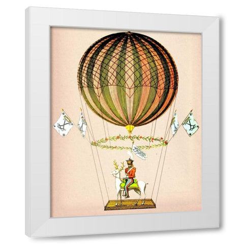 Hot Air Balloon Zephire White Modern Wood Framed Art Print by Fab Funky