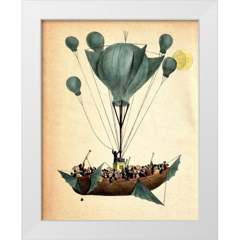 Diligenza Per La Luna White Modern Wood Framed Art Print by Fab Funky