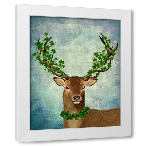 Green King White Modern Wood Framed Art Print by Fab Funky