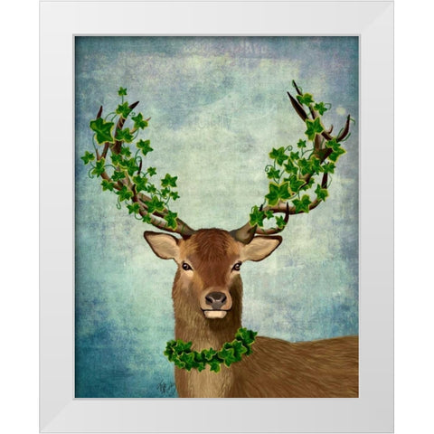 Green King White Modern Wood Framed Art Print by Fab Funky