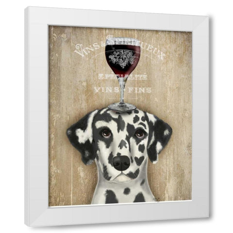 Dog Au Vin Dalmatian White Modern Wood Framed Art Print by Fab Funky