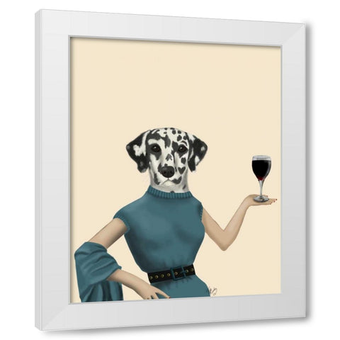 Dalmatian Wine Snob White Modern Wood Framed Art Print by Fab Funky