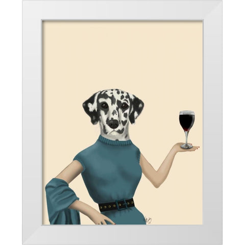 Dalmatian Wine Snob White Modern Wood Framed Art Print by Fab Funky