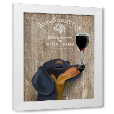 Dog Au Vin Dachshund White Modern Wood Framed Art Print by Fab Funky
