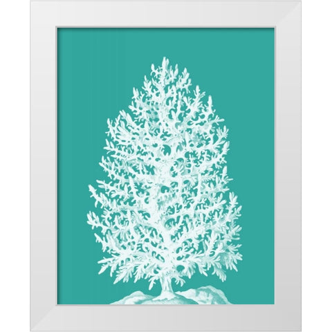 Coral Tree White on Turquoise White Modern Wood Framed Art Print by Fab Funky