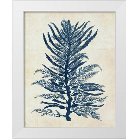 Indigo Blue Seaweed 1 b White Modern Wood Framed Art Print by Fab Funky