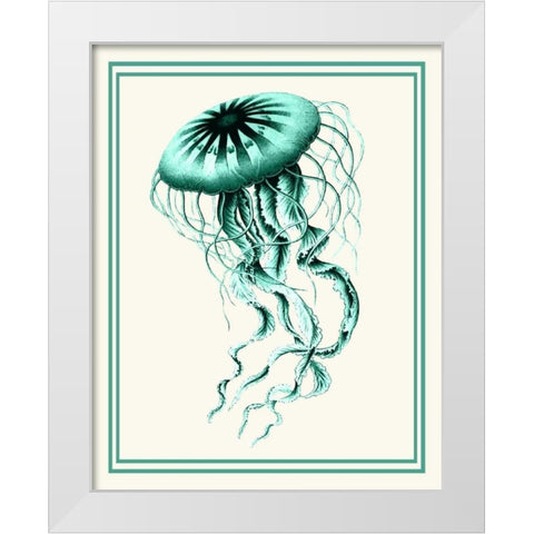 Mixed Nautical Green on Cream c White Modern Wood Framed Art Print by Fab Funky