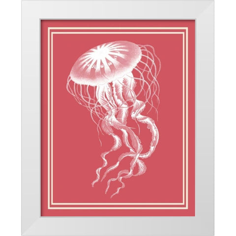 Mixed Nautical White on Coral b White Modern Wood Framed Art Print by Fab Funky
