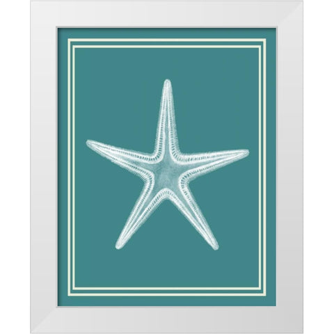 Mixed Nautical White on Teal a White Modern Wood Framed Art Print by Fab Funky