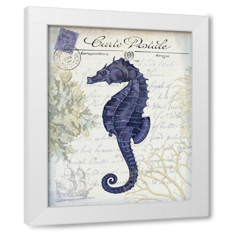 Seaside Postcard Cream b White Modern Wood Framed Art Print by Fab Funky