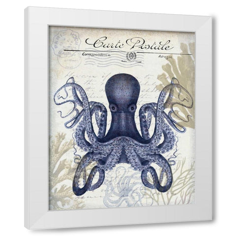 Seaside Postcard Cream c White Modern Wood Framed Art Print by Fab Funky