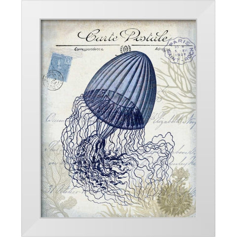 Seaside Postcard Cream f White Modern Wood Framed Art Print by Fab Funky