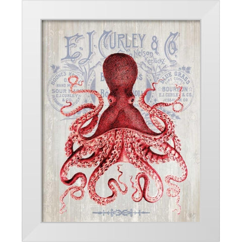 Octopus Prohibition Octopus On White White Modern Wood Framed Art Print by Fab Funky