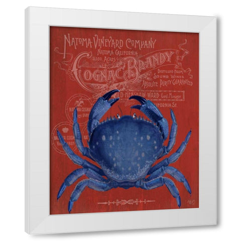 Crab Prohibition Crab On Red White Modern Wood Framed Art Print by Fab Funky