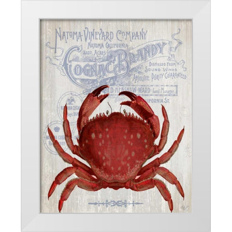 Crab Prohibition Crab On White White Modern Wood Framed Art Print by Fab Funky
