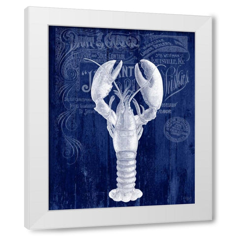 Lobster Prohibition Lobster On Blue White Modern Wood Framed Art Print by Fab Funky
