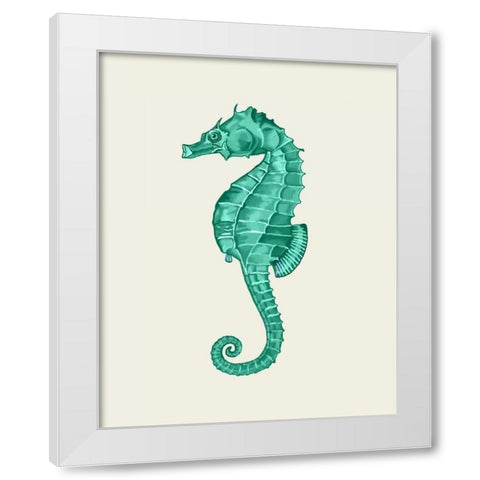 Seahorse in Green White Modern Wood Framed Art Print by Fab Funky