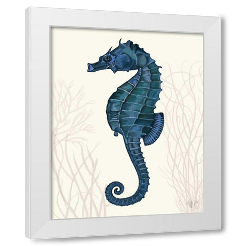 Blue Seahorses on Cream b White Modern Wood Framed Art Print by Fab Funky
