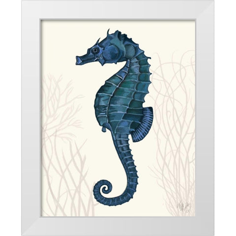 Blue Seahorses on Cream b White Modern Wood Framed Art Print by Fab Funky