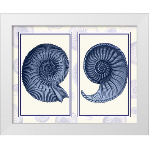 Nautilus Shells Indigo Blue White Modern Wood Framed Art Print by Fab Funky