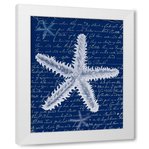 White Starfish on Blue b White Modern Wood Framed Art Print by Fab Funky