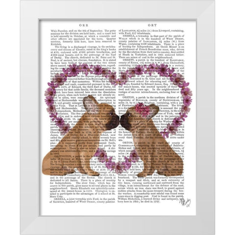 French Kiss and Flower Heart White Modern Wood Framed Art Print by Fab Funky