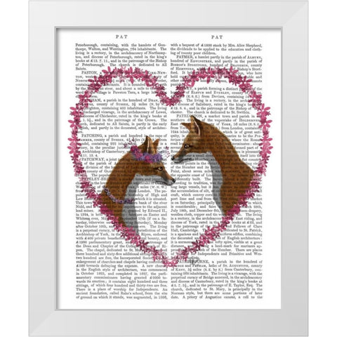 Foxes in Pink Heart White Modern Wood Framed Art Print by Fab Funky