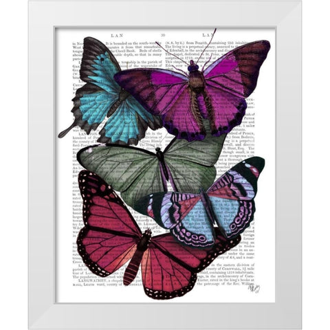 Big Bold Butterflies 3 White Modern Wood Framed Art Print by Fab Funky