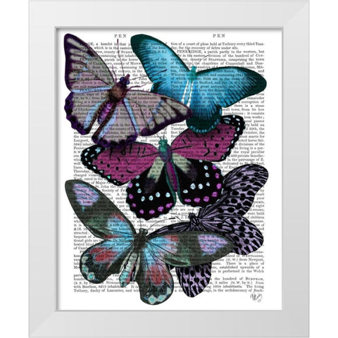 Big Bold Butterflies 5 White Modern Wood Framed Art Print by Fab Funky