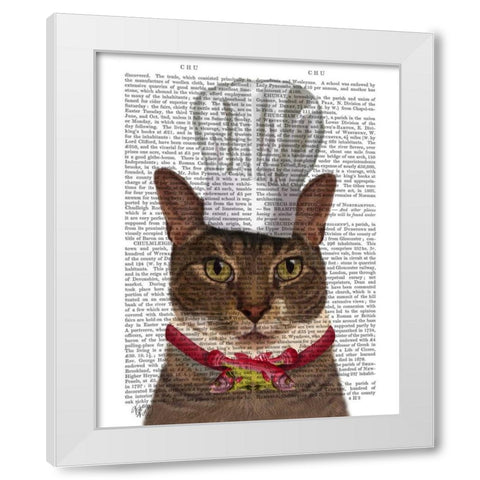 Cat Chef White Modern Wood Framed Art Print by Fab Funky