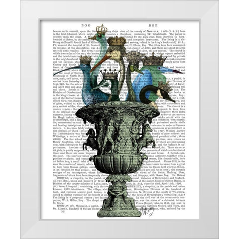 Bird Bath White Modern Wood Framed Art Print by Fab Funky