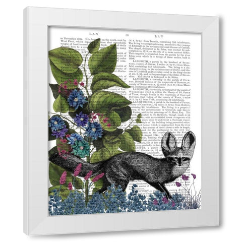 Fox and Beanstalk White Modern Wood Framed Art Print by Fab Funky
