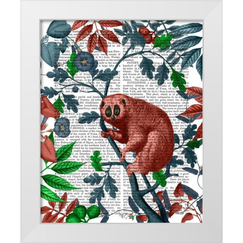 Slow Loris, Orange White Modern Wood Framed Art Print by Fab Funky