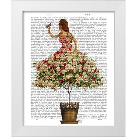 Woman in Floral Dress White Modern Wood Framed Art Print by Fab Funky