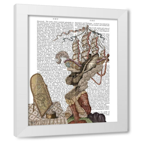Bunny Antoinette White Modern Wood Framed Art Print by Fab Funky