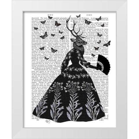 Black Deer White Modern Wood Framed Art Print by Fab Funky