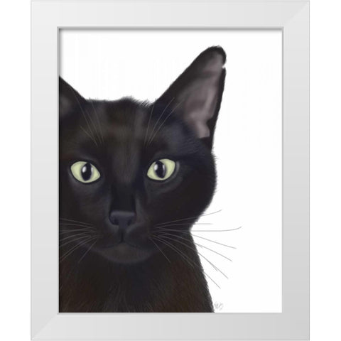 Cat, Portrait of Gus White Modern Wood Framed Art Print by Fab Funky