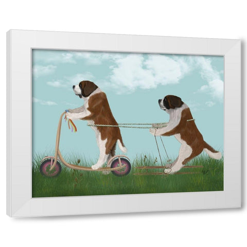 StBernard Scooter White Modern Wood Framed Art Print by Fab Funky