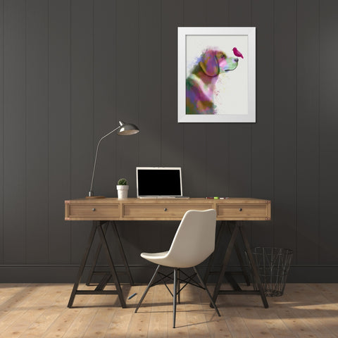 Beagle Rainbow Splash White Modern Wood Framed Art Print by Fab Funky