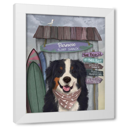 Bernese Surf Shack White Modern Wood Framed Art Print by Fab Funky