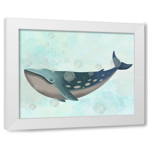 Whale Bubbles 1 White Modern Wood Framed Art Print by Fab Funky