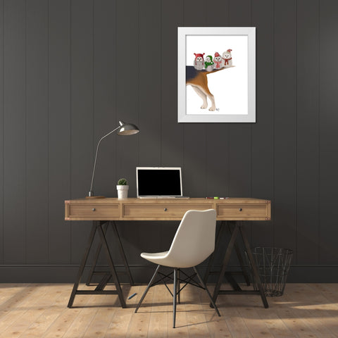 Christmas Bummer Owls White Modern Wood Framed Art Print by Fab Funky