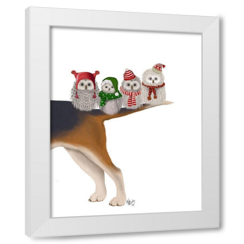 Christmas Bummer Owls White Modern Wood Framed Art Print by Fab Funky