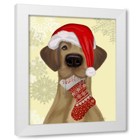 Christmas Drooly Christmas Dane White Modern Wood Framed Art Print by Fab Funky