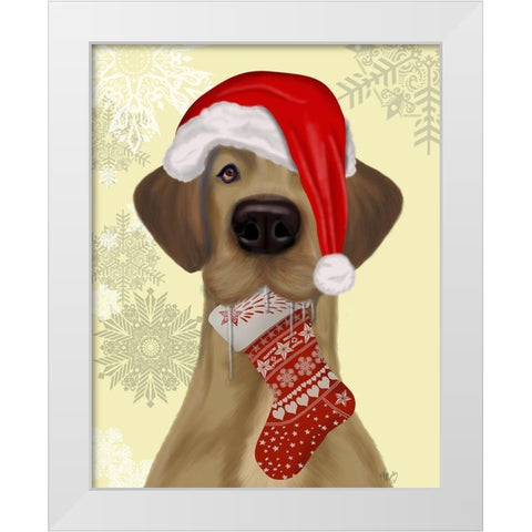 Christmas Drooly Christmas Dane White Modern Wood Framed Art Print by Fab Funky
