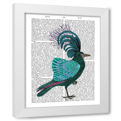 Blue Shell Bird White Modern Wood Framed Art Print by Fab Funky