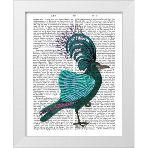 Blue Shell Bird White Modern Wood Framed Art Print by Fab Funky