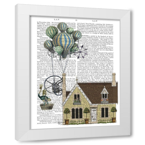 The Elevator White Modern Wood Framed Art Print by Fab Funky