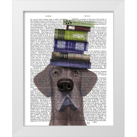 Great Dane and Books White Modern Wood Framed Art Print by Fab Funky