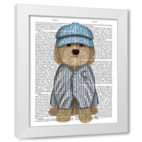 Cockerpoo Baseball White Modern Wood Framed Art Print by Fab Funky